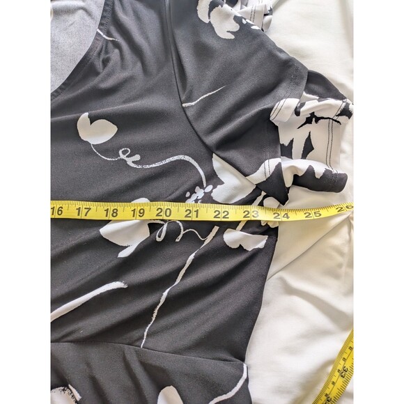 Lane Bryant Dress Women's 22/24 Black White Floral Flutter Sleeve A-Line Stretch - Picture 9 of 13